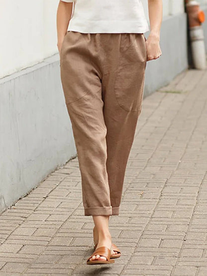 Arlette | Women’s Relaxed Mid-Rise Tapered Trousers | Comfortable