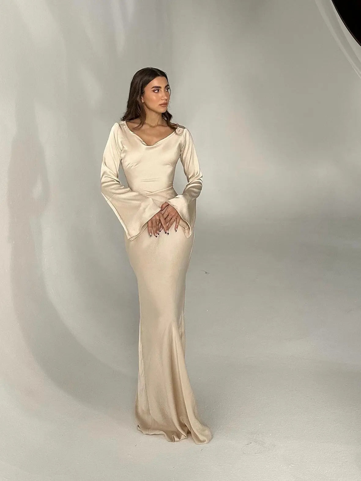 Natalie | Elegant long sleeve maxi dress with flowing fit
