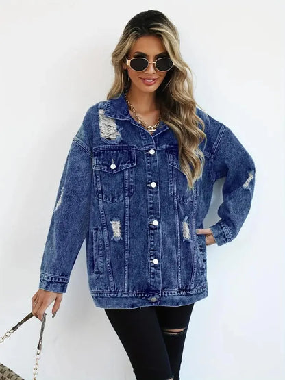Harper | Women's Oversized Denim Jacket with Waterproof Finish