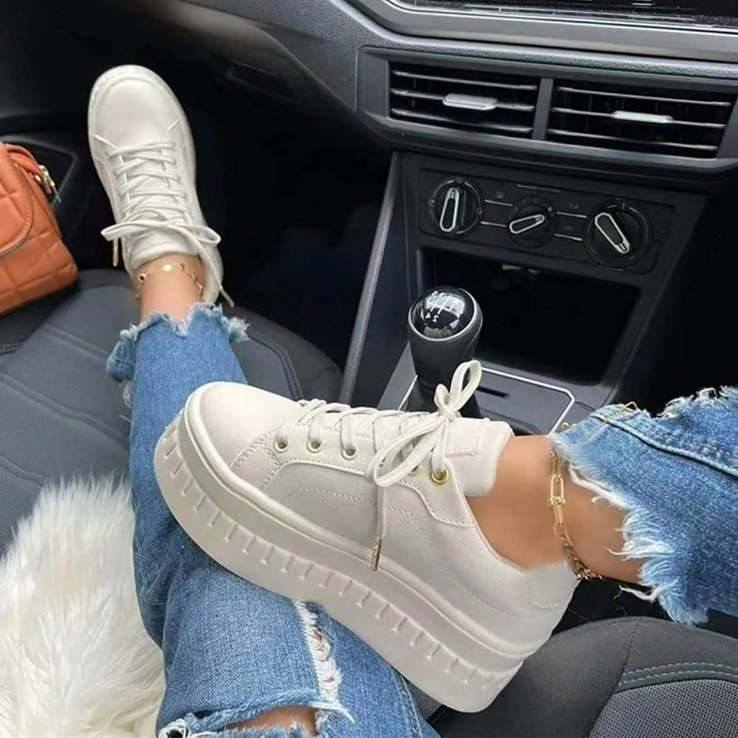Calvera | Women Sneakers with Thick Sole and Lace Up Design