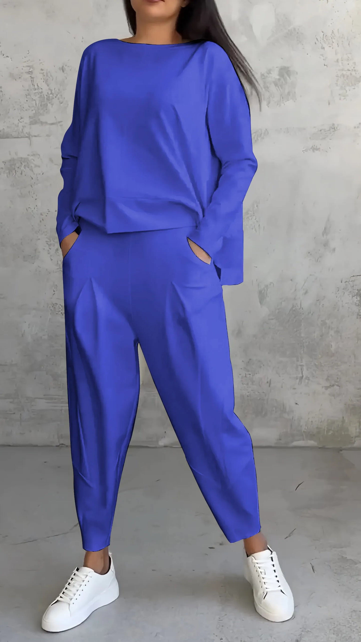 Solviera | Women Two Piece Set with Long Sleeve Top and Relaxed Fit Pants