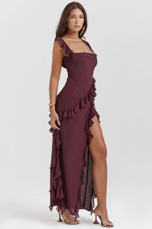 Elora | Women’s Ruffle-Trim Midi Dress | Stylish