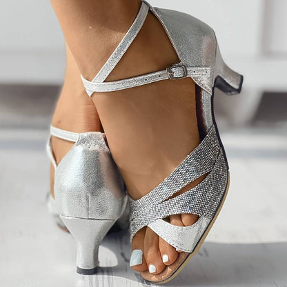 Theresa | Elegant Heeled Sandals with Sequin Detail
