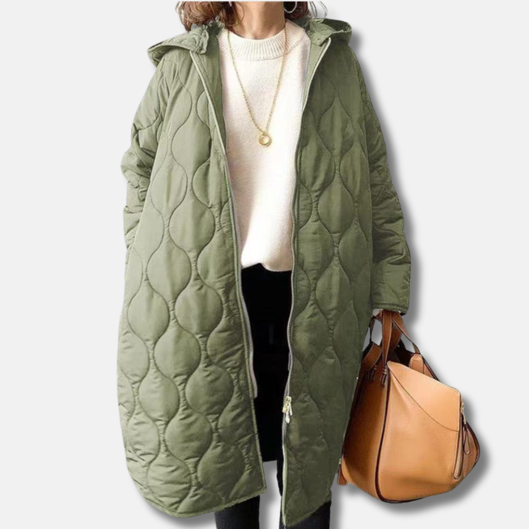 Abigail | Women's Long Quilted Coat with Hood and Oversized Fit