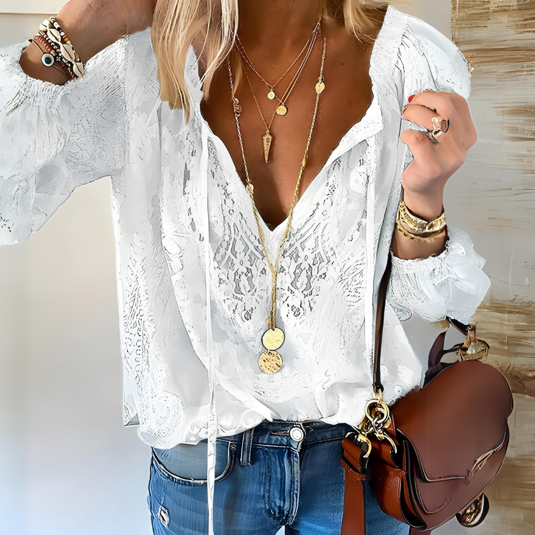 Sienna | Women elegant blouse with V-neck and long sleeves