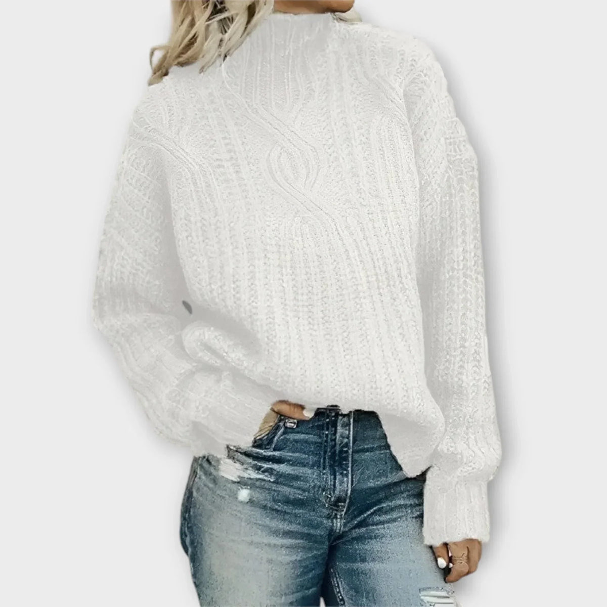 Michelle | Modern Cable Knit Sweater with High Neck