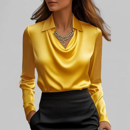 Victoria | Women’s Elegant Satin Blouse With Long Sleeves
