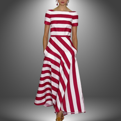 Gianna | Striped Maxi Dress with Handcrafted Design