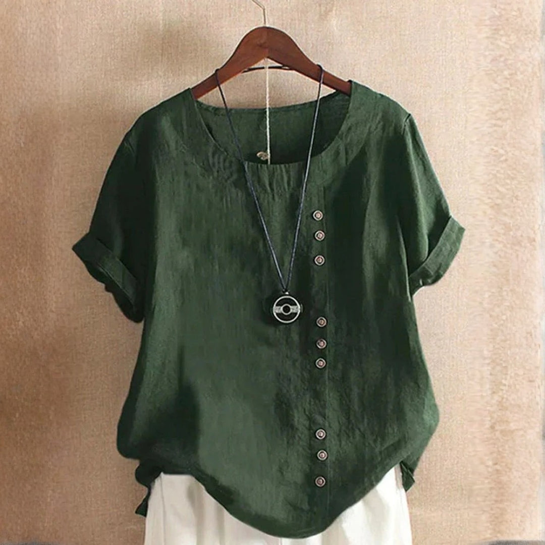 Claire | Women Casual Linen Blouse with Button Detail Design