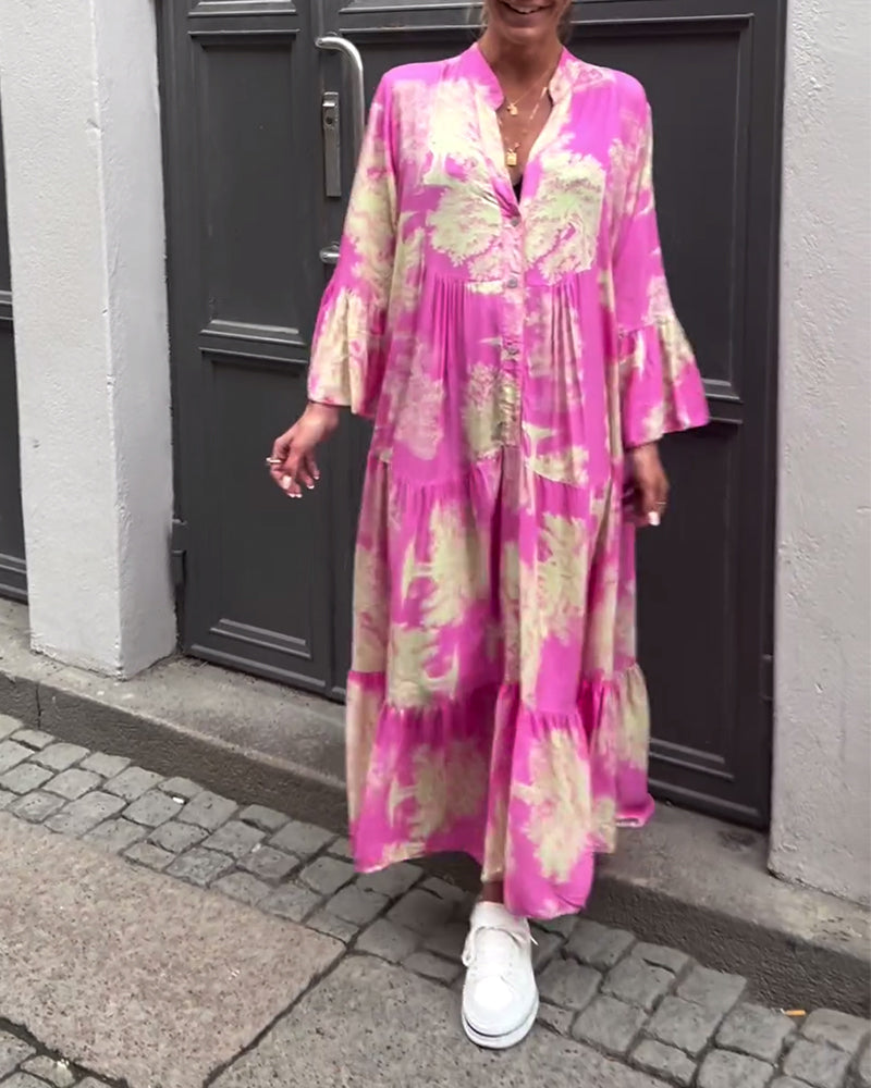 Octavia | Stylish printed maxi dress with ruffle sleeves
