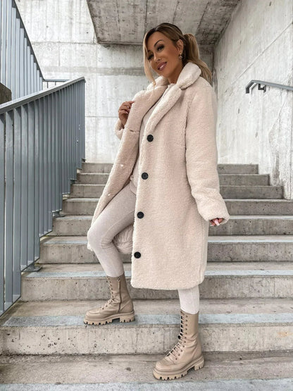 Mary | Plush Trench Coat with Button Closure