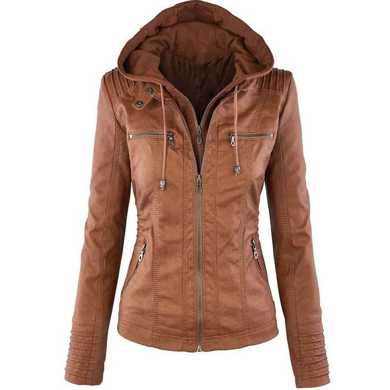 Nicole | Casual Leather Jacket with Zipper Detail