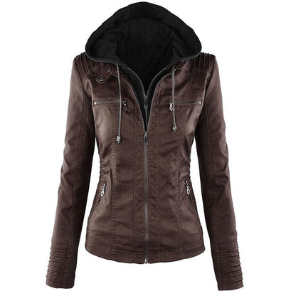 Nicole | Casual Leather Jacket with Zipper Detail