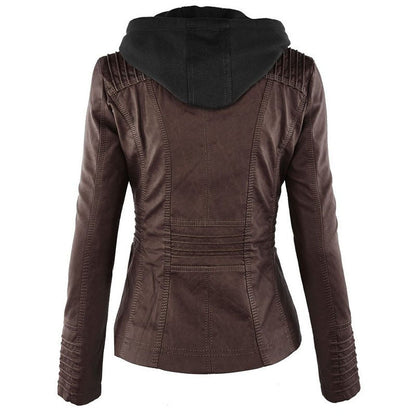 Nicole | Casual Leather Jacket with Zipper Detail