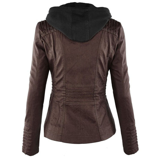 Nicole | Casual Leather Jacket with Zipper Detail