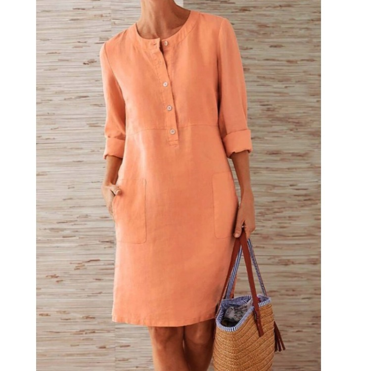Aria | Women’s chic shift dress with button front pockets