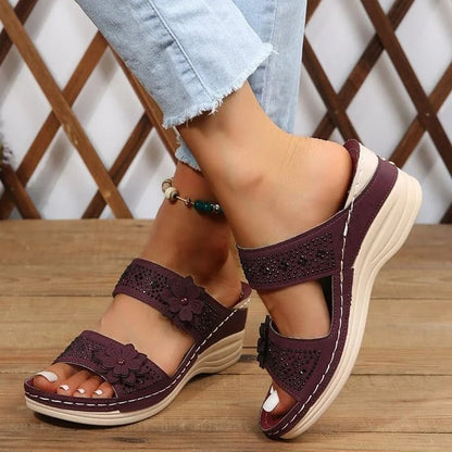 Belinda | Women’s Floral Wedge Sandals | Stylish