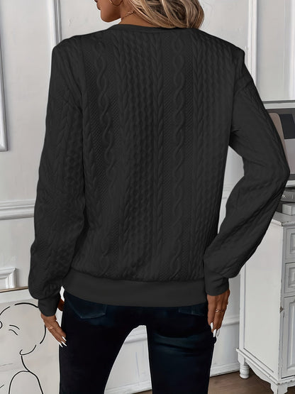 Karen | Modern Cable Knit Sweater with Zip-Up Neck