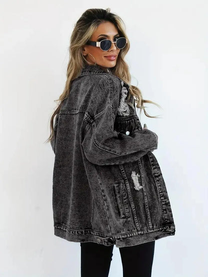 Harper | Women's Oversized Denim Jacket with Waterproof Finish