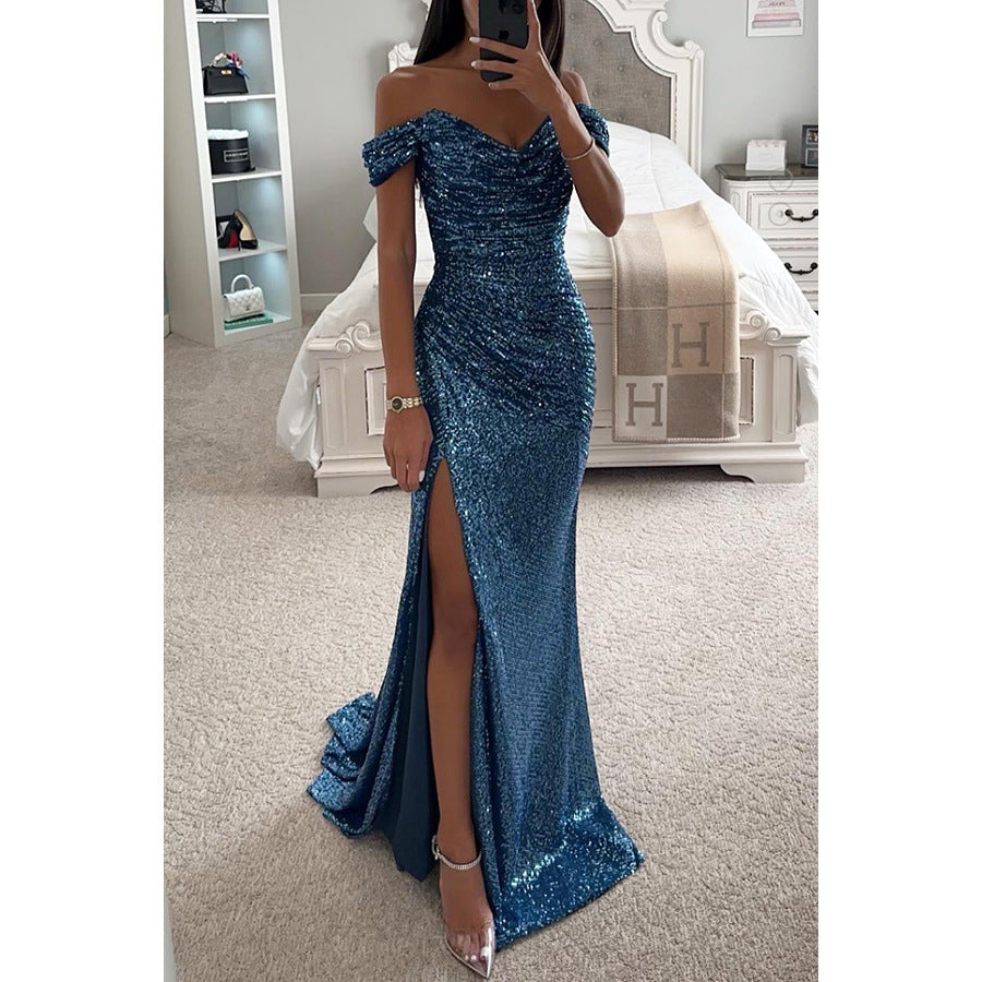 Coralie | Women’s Sequined Off-The-Shoulder Maxi Dress | Glamorous