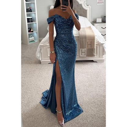 Coralie | Women’s Sequined Off-The-Shoulder Maxi Dress | Glamorous