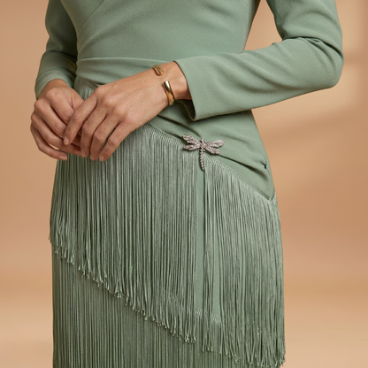 Amelia | Women’s banquet dress with V neck tassel hem