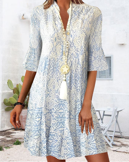 Vayda | Women’s Short Sleeve Mini Dress with Boho Print