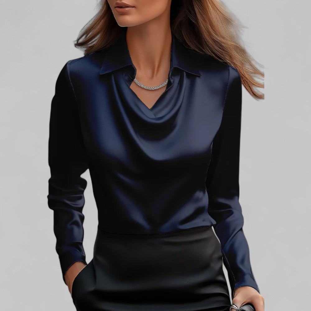 Victoria | Women’s Elegant Satin Blouse With Long Sleeves