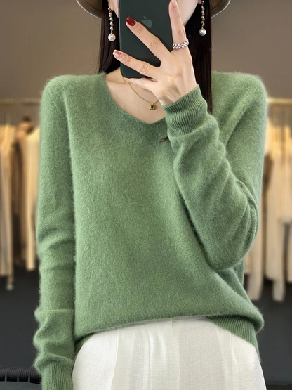 Karen | Women's Elegant Cashmere Pullover with V Neck
