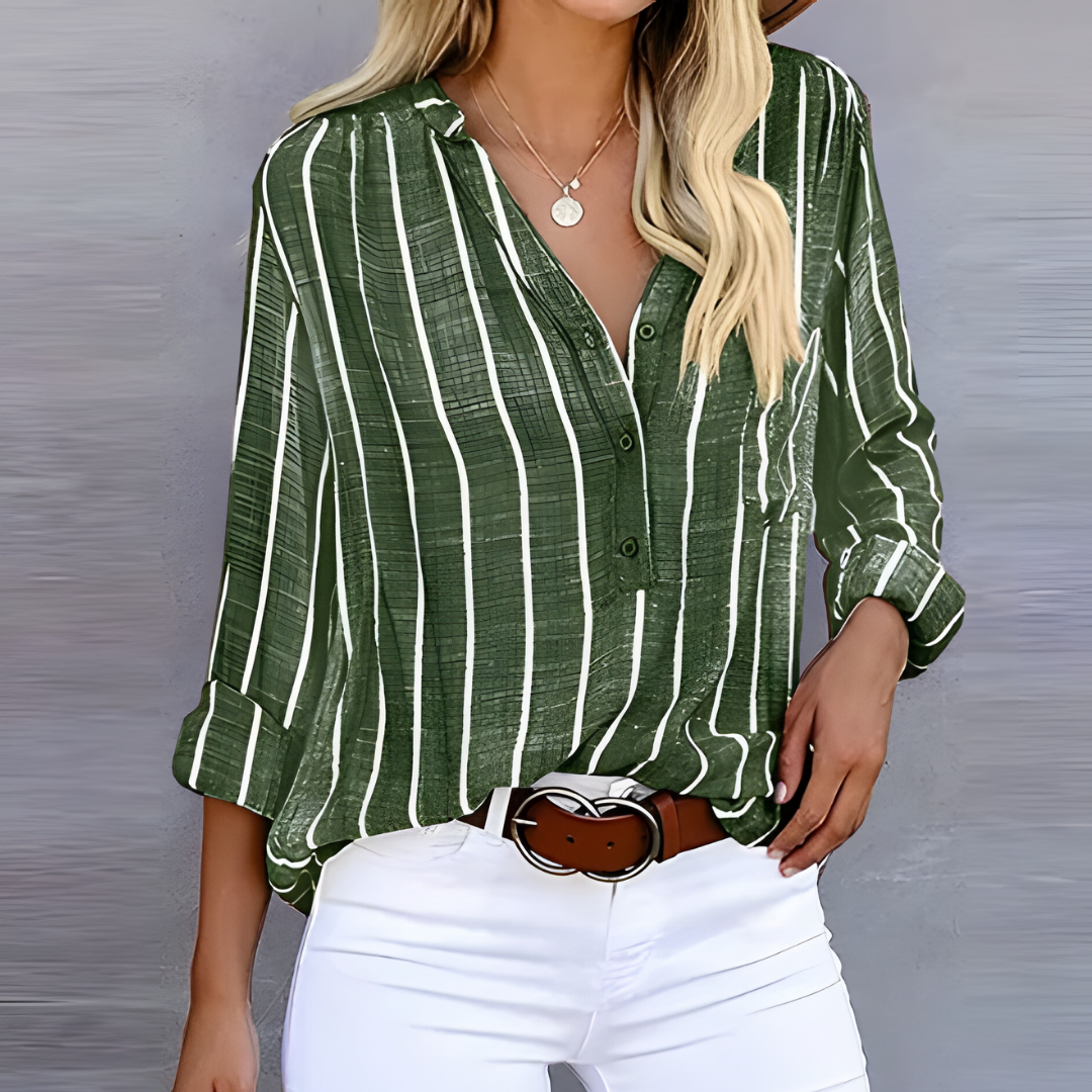 Ximena | Women’s Striped Button-Up Shirt | Plaid