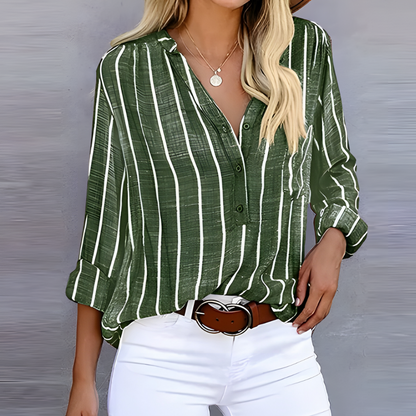 Ximena | Women’s Striped Button-Up Shirt | Plaid