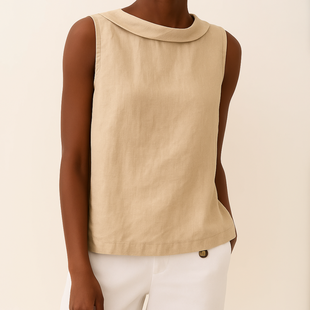 Stella | Sleeveless top with roll collar and clean silhouette