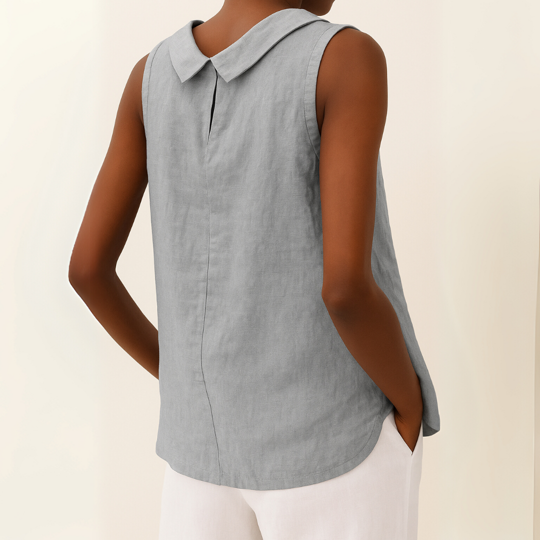 Stella | Sleeveless top with roll collar and clean silhouette
