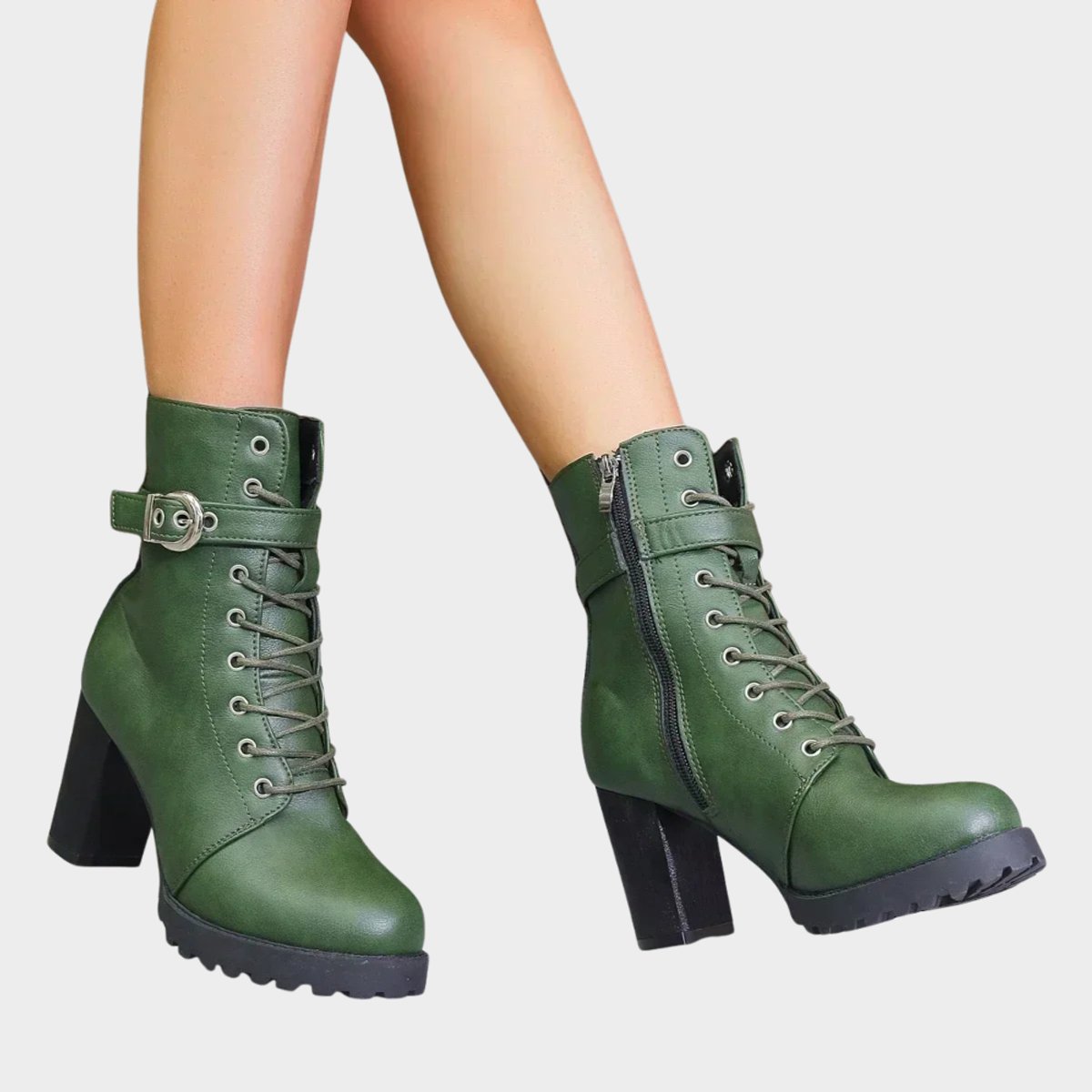 Debra | Women's Lace Up Block Heel Combat Ankle Boots
