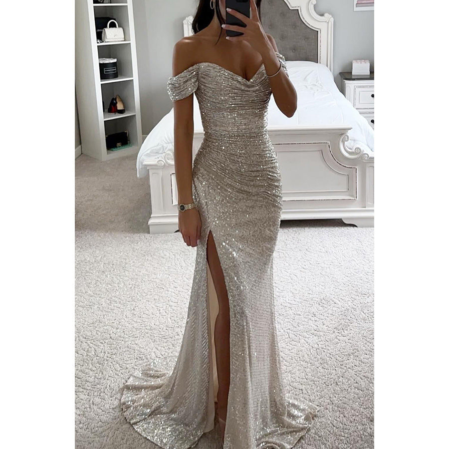 Coralie | Women’s Sequined Off-The-Shoulder Maxi Dress | Glamorous