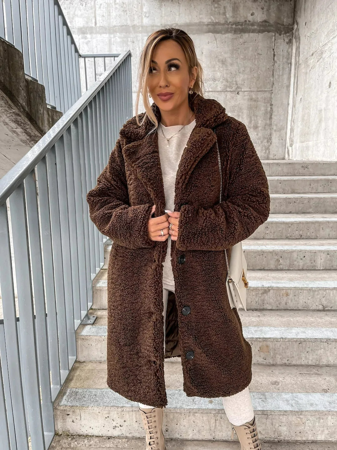 Mary | Plush Trench Coat with Button Closure