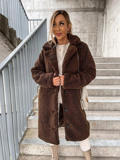 Mary | Plush Trench Coat with Button Closure