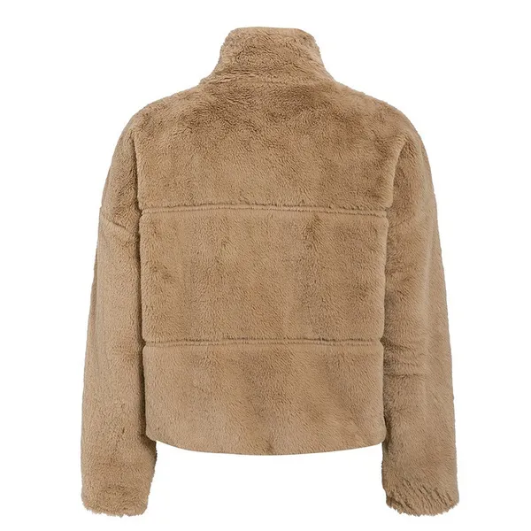 Aurora | Plush Jacket with Stand Collar and Zip Closure