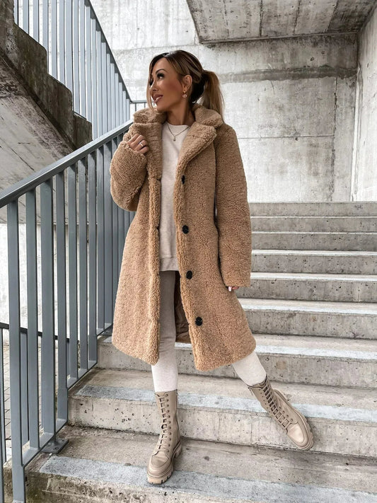 Mary | Plush Trench Coat with Button Closure