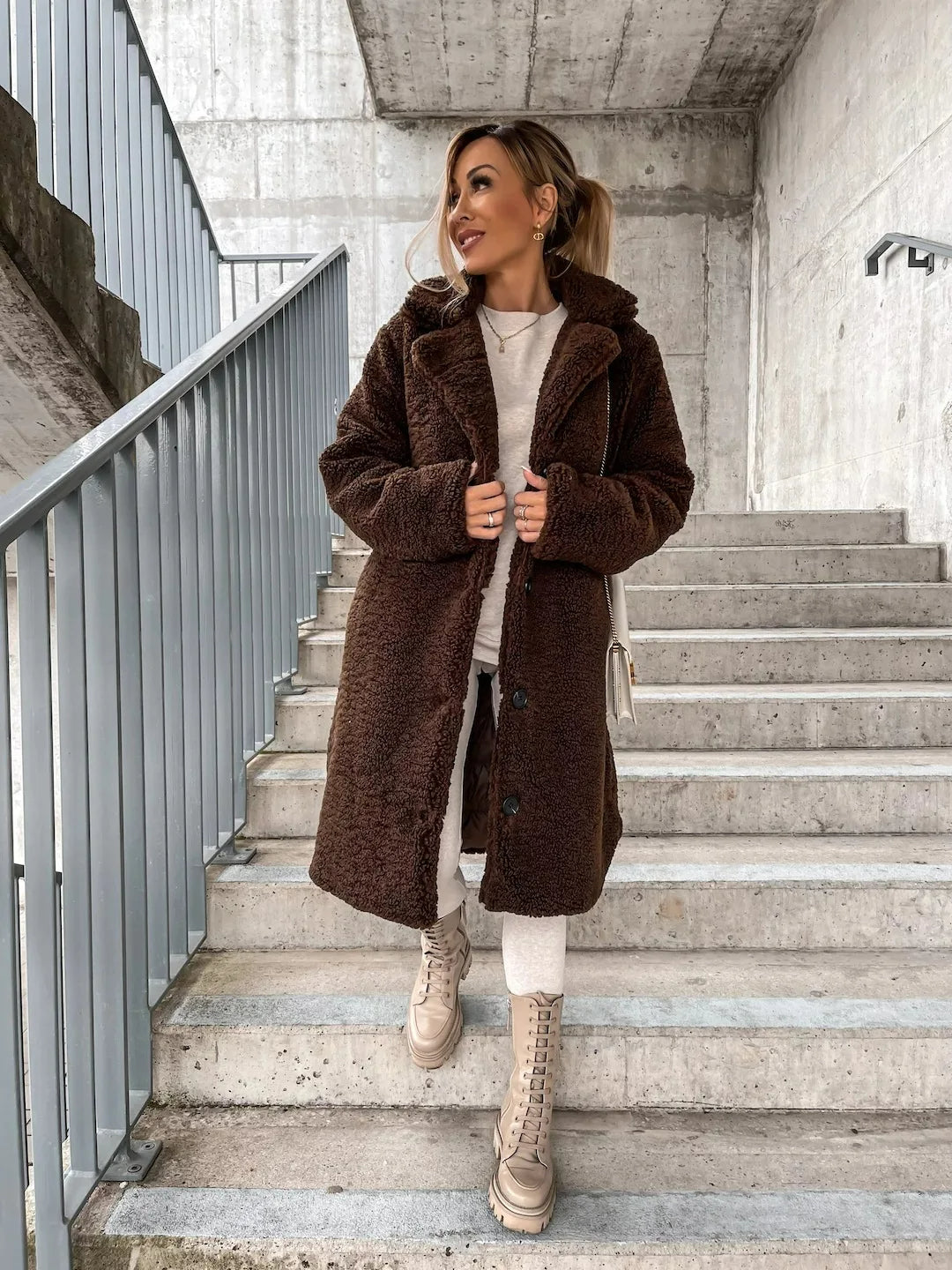 Mary | Plush Trench Coat with Button Closure