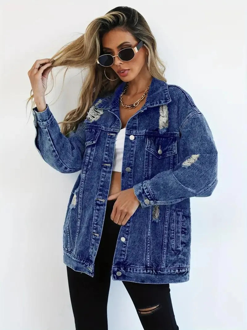 Harper | Women's Oversized Denim Jacket with Waterproof Finish