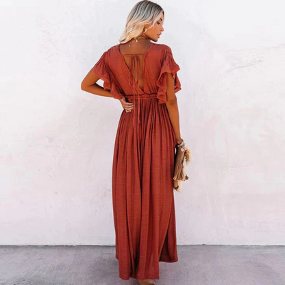 Yolara | Women maxi dress with flowy design and short sleeves