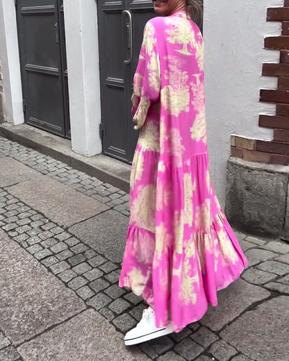 Octavia | Stylish printed maxi dress with ruffle sleeves