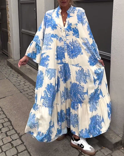 Octavia | Stylish printed maxi dress with ruffle sleeves