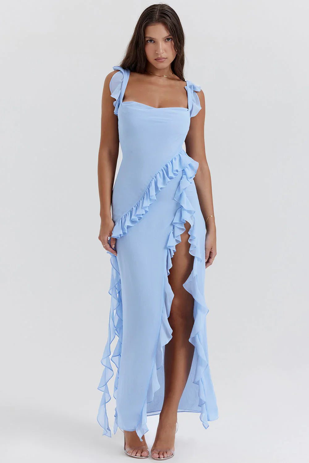 Elora | Women’s Ruffle-Trim Midi Dress | Stylish