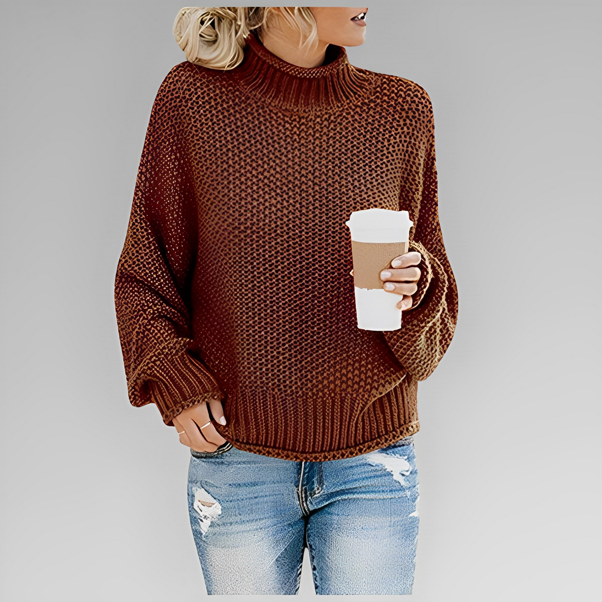 Ashley | Chunky Knit Pullover with High Neck