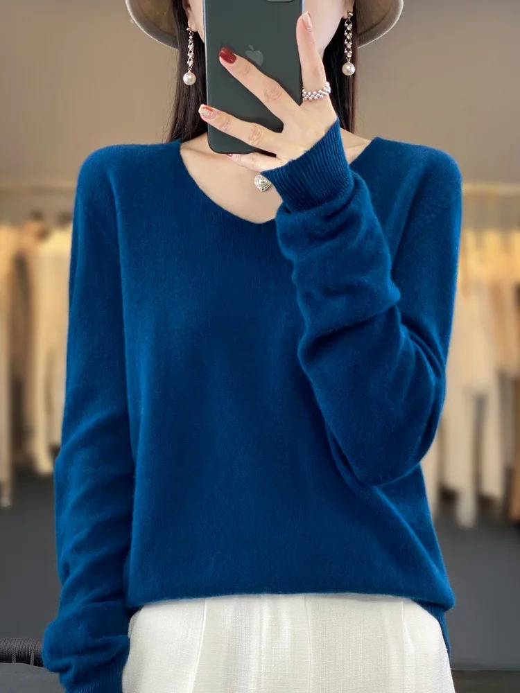 Karen | Women's Elegant Cashmere Pullover with V Neck