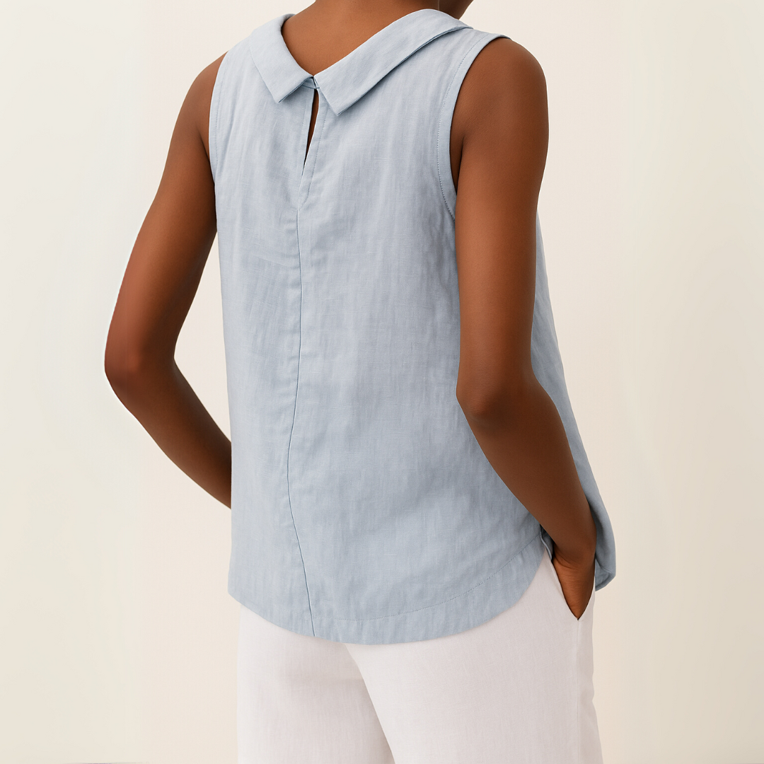 Stella | Sleeveless top with roll collar and clean silhouette