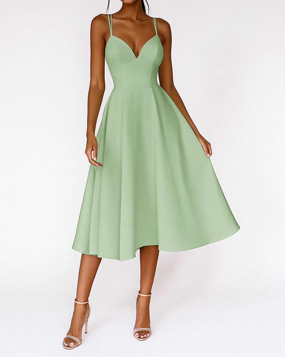 Brittany | Women’s Elegant Strappy Midi Dress With Spaghetti Straps