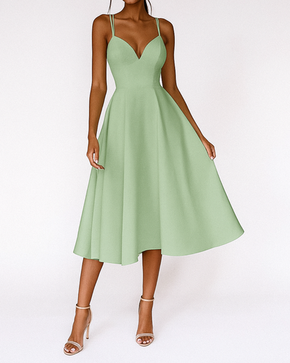 Brittany | Women’s Elegant Strappy Midi Dress With Spaghetti Straps